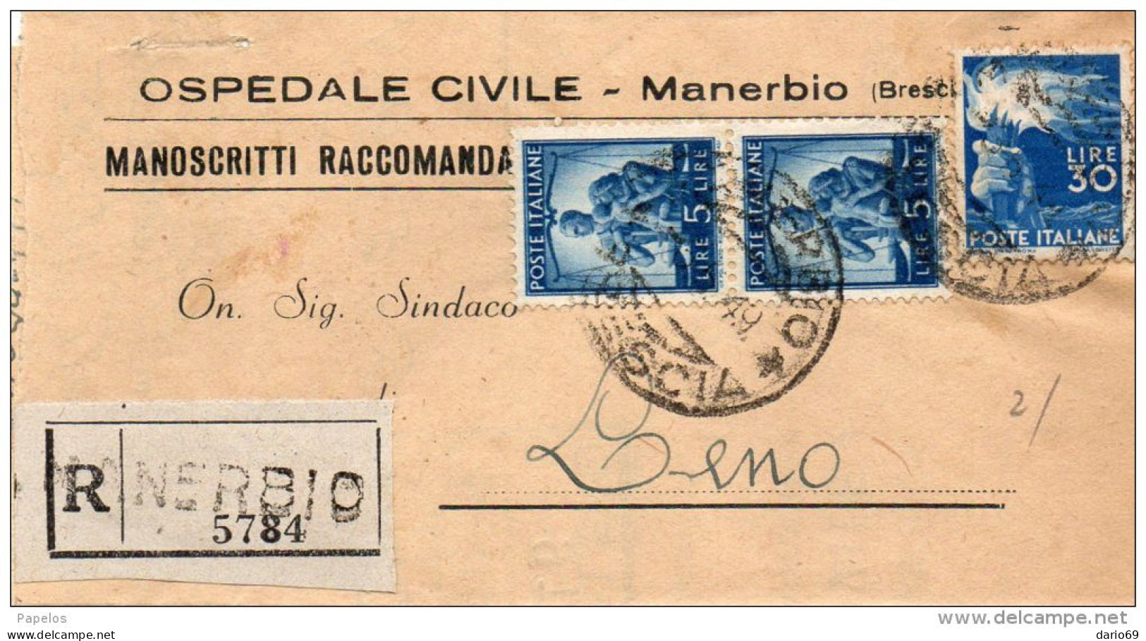 1949  LETTERA   CON ANNULLO MANERBIO  BRESCIA - 1946-60: Poststempel
