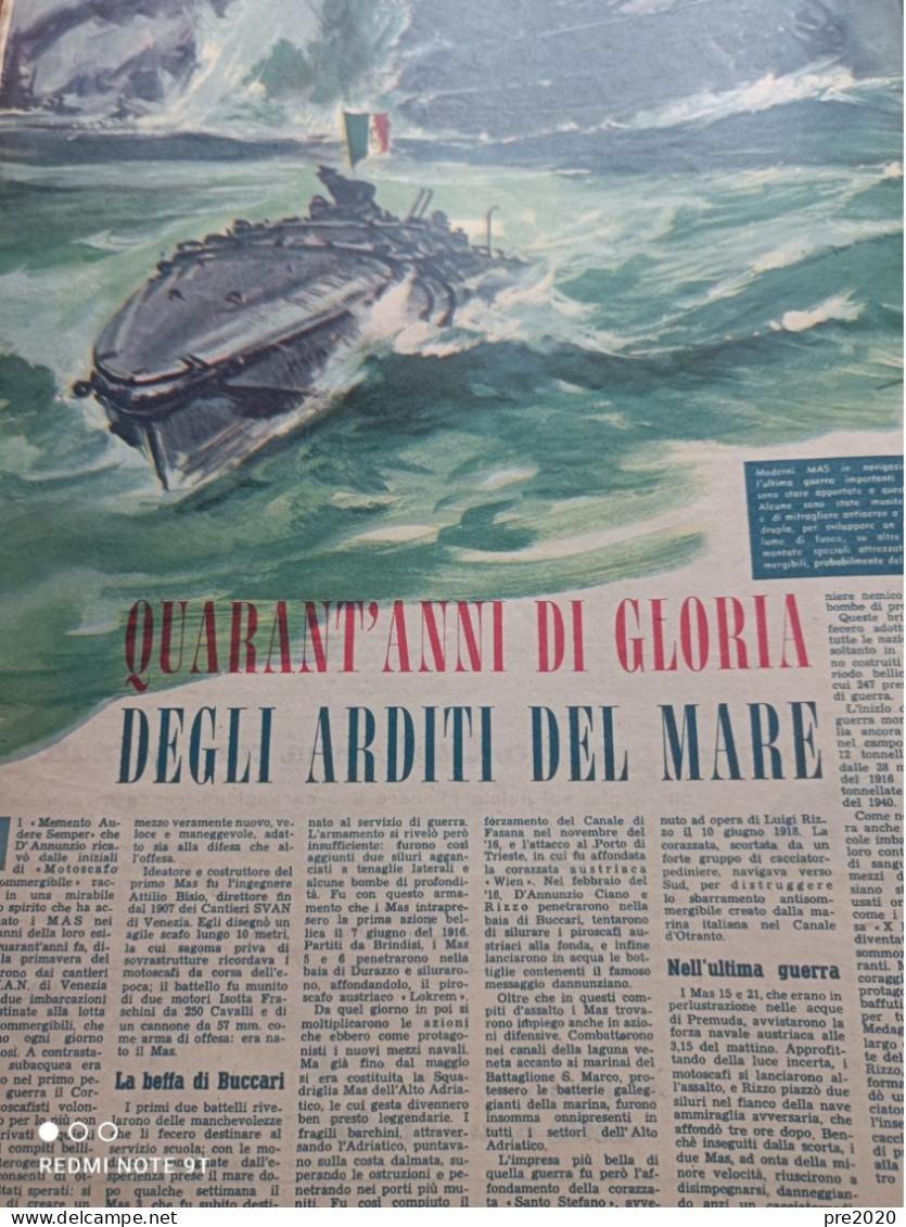 TRIBUNA ILLUSTRATA 1956 TREMESTIERI GLI ARDITI DEL MARE MAS FIORENTINA CALCIO - Autres & Non Classés