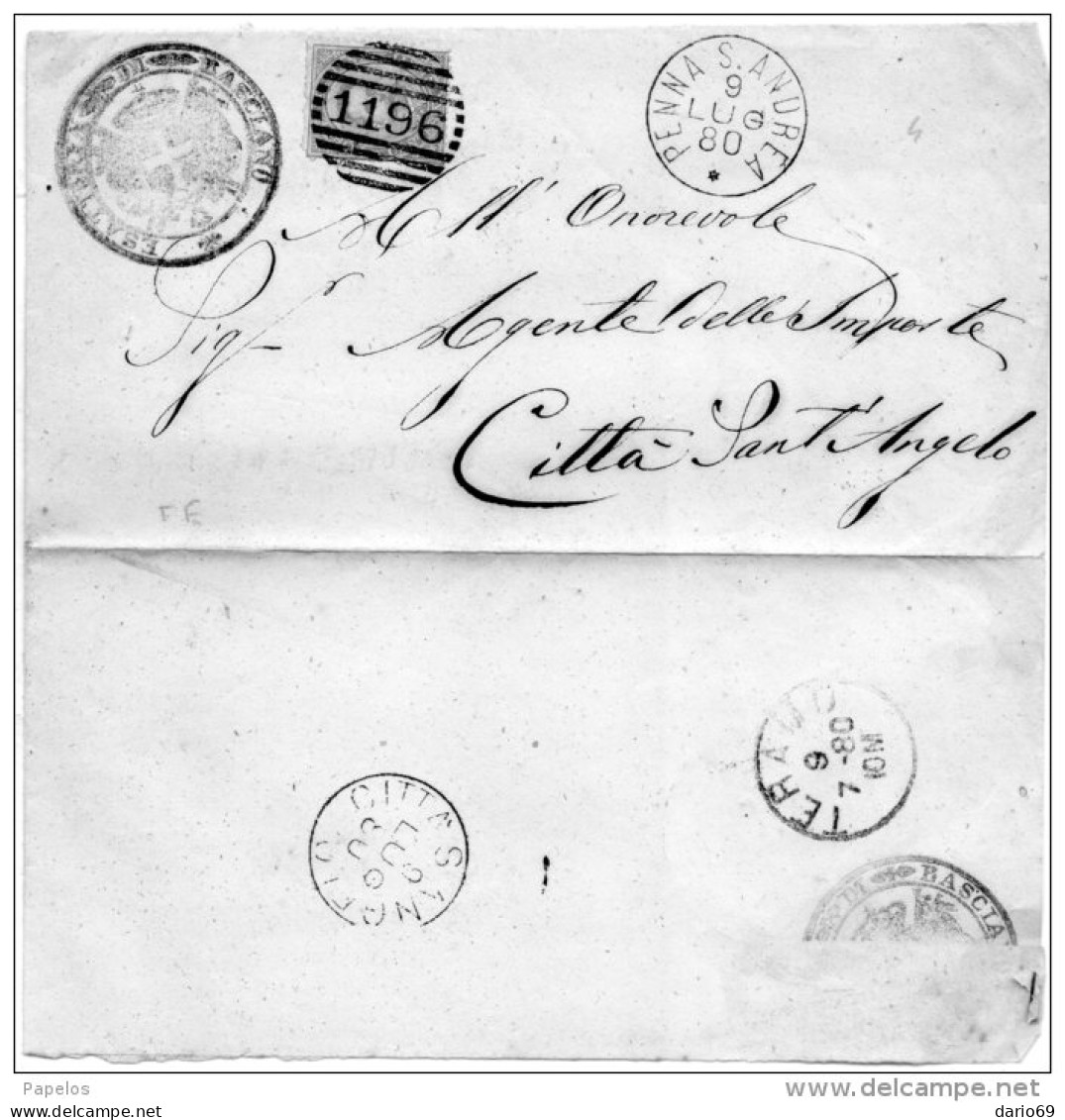 1882 LETTERA CON ANNULLO PENNA S. ANDREA TERAMO - Poststempel