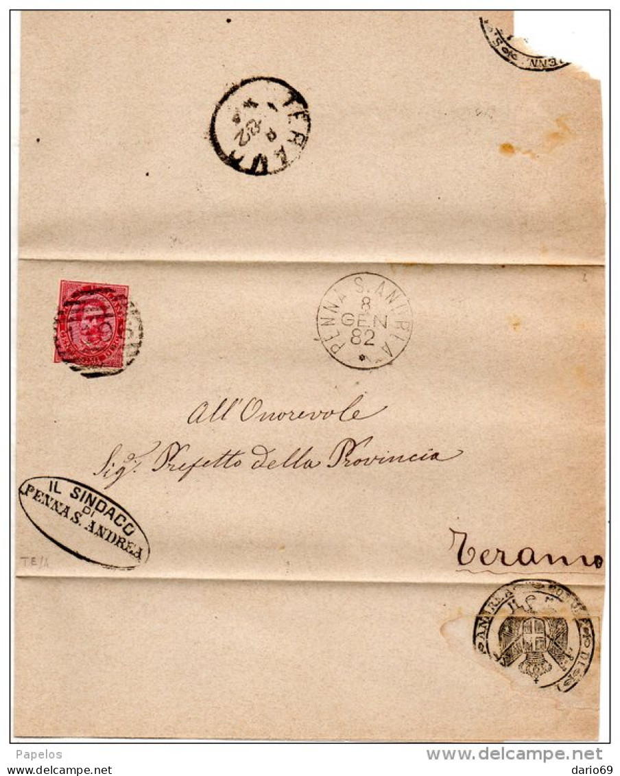 1882 LETTERA CON ANNULLO PENNA S. ANDREA TERAMO - Storia Postale