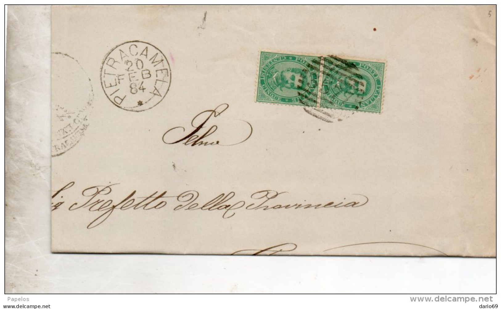 1884  LETTERA CON ANNULLO PIETRACAMELA TERAMO - Storia Postale