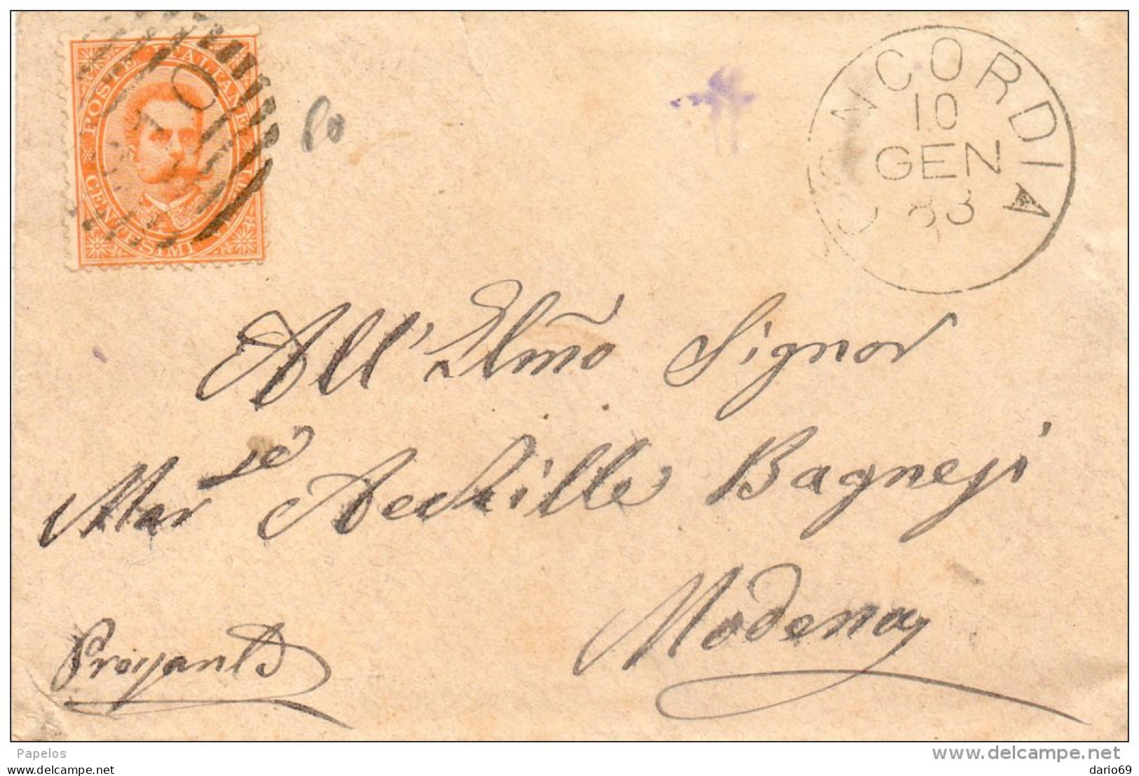 1888  LETTERA CON ANNULLO CONCORDIA MODENA - Storia Postale