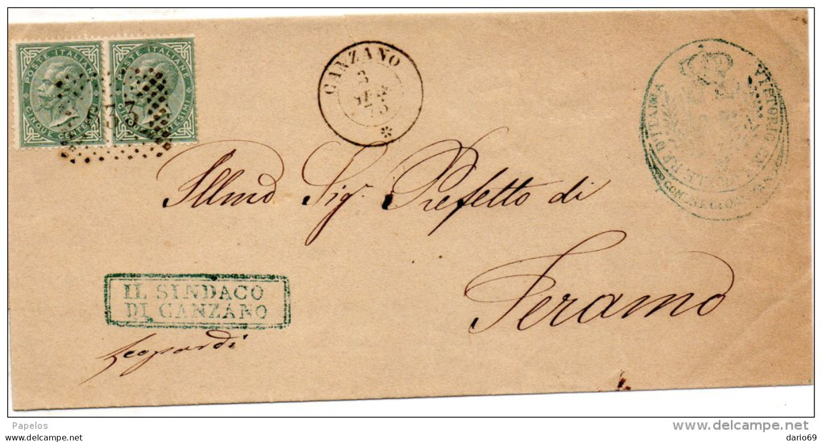 1875  LETTERA CON ANNULLO CANZANO TERAMO - Poststempel