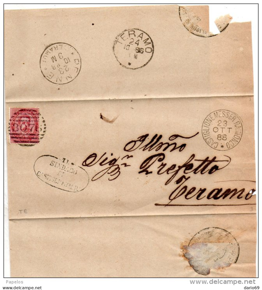 1888  LETTERA CON ANNULLO CASTIGLIONE MESSER RAIMONDO TERAMO - Marcophilia