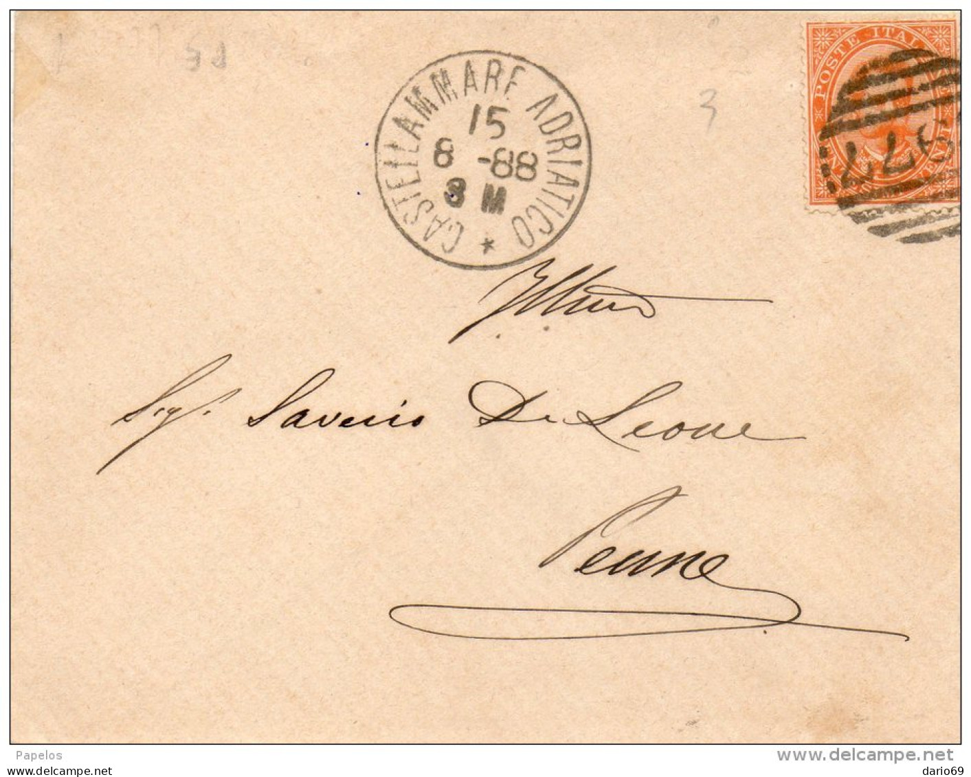 1888  LETTERA CON ANNULLO CASTELLAMMARE ADRIATICO PESCARA - Marcofilía