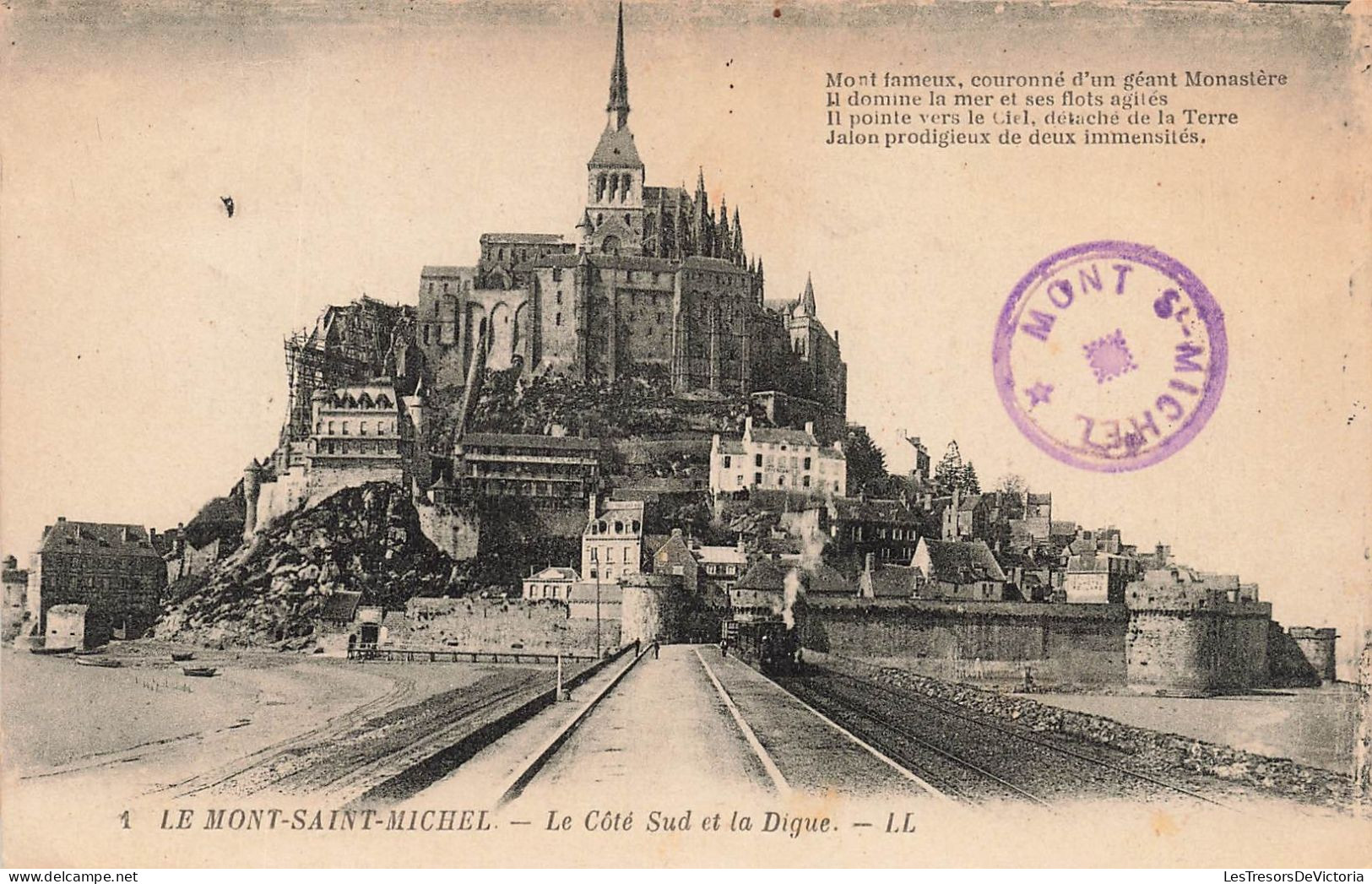 FRANCE - Le Mont Saint Michel - Vue Sur Le Côté Sud Et La Digue - L L - Vue Générale - Carte Postale Ancienne - Le Mont Saint Michel