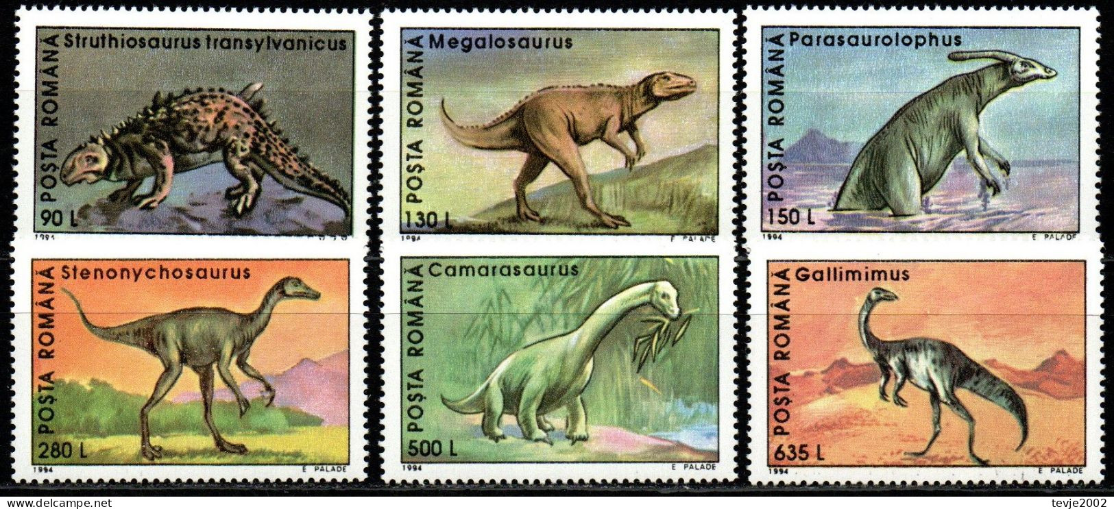 Rumänien 1994 - Mi.Nr. 4974 - 4979 - Postfrisch MNH - Tiere Animals Dinosaurier Dinosaurs - Préhistoriques