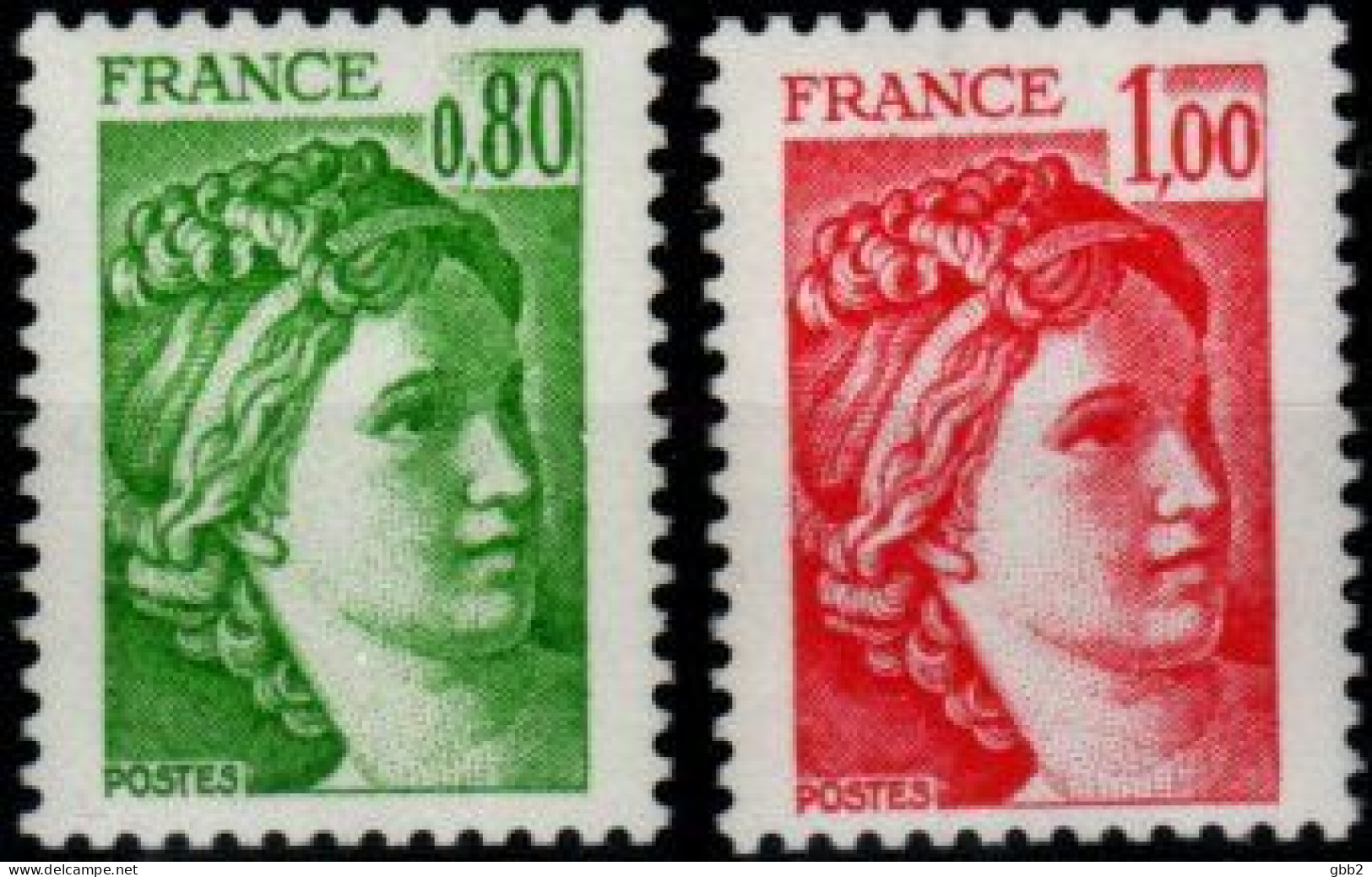 FRANCE - YT N° 1970a + 1972a "Sabine De GANDON" Signés CALVES. Sans Phosphore. SEULE PROPOSITION Sous Cette Forme. - 1977-1981 Sabine De Gandon