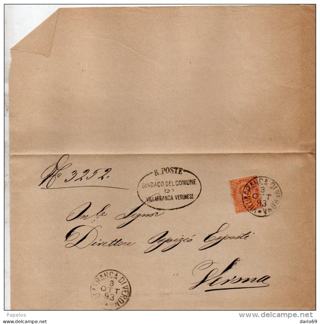 1893 LETTERA CON ANNULLO VILLAFRANCA DI VERONA - Marcofilía