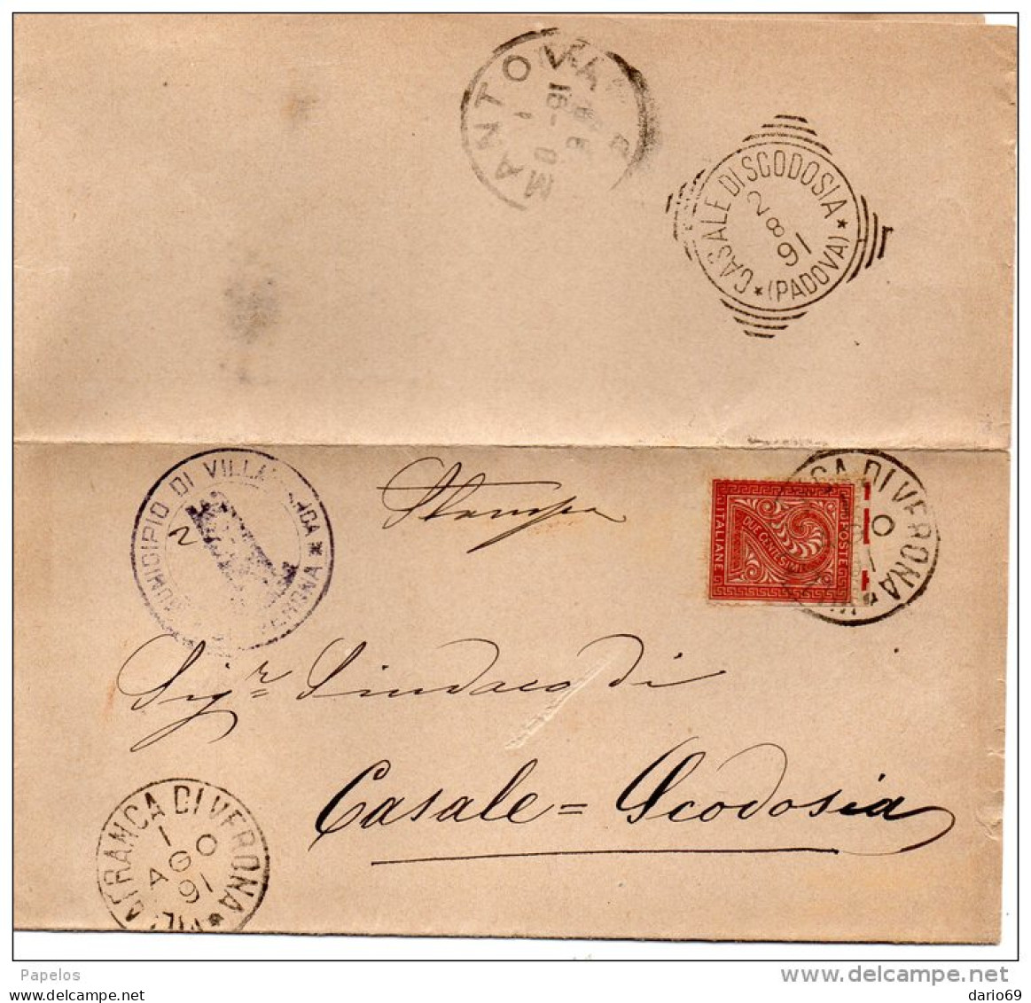 1891 LETTERA CON ANNULLO VILLAFRANCA DI VERONA - Marcophilie