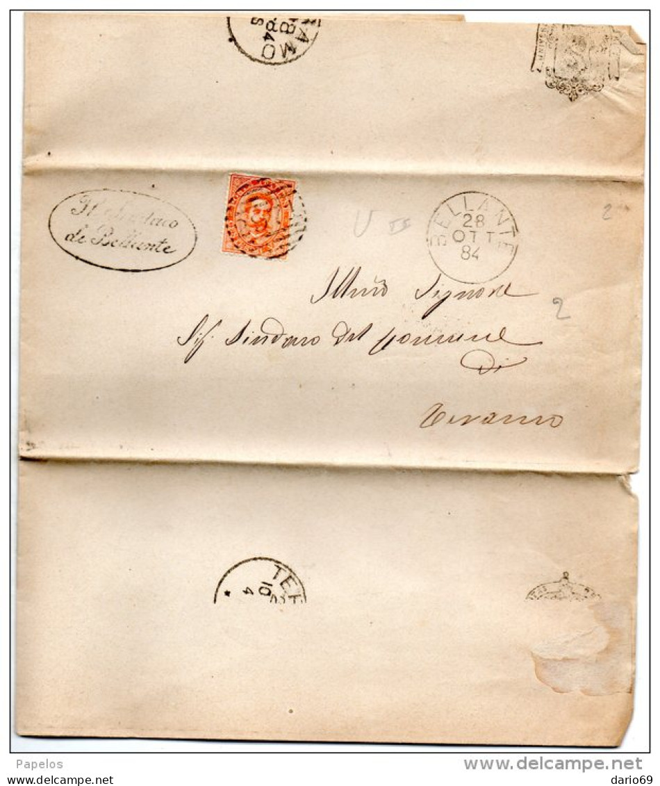 1884 LETTERA CON ANNULLO BELLANTE TERAMO - Storia Postale
