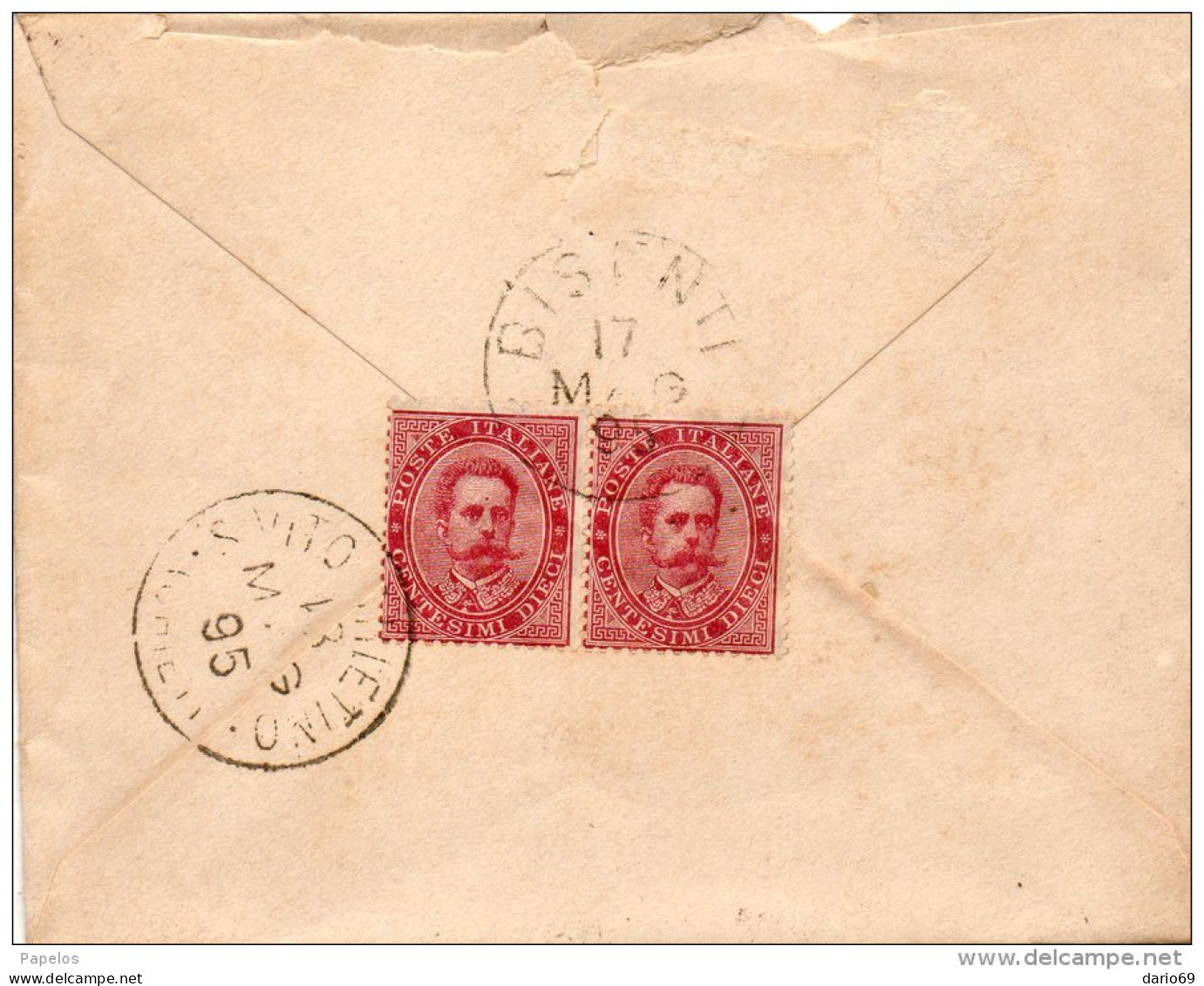 1895 LETTERA CON ANNULLO BISENTI TERAMO - Storia Postale