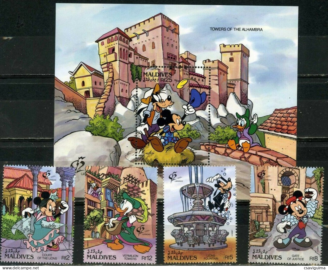 Maldives - 1992 - Disney: World Stamp Expo Granada - Yv 1463/66 + Bf 216 - Disney