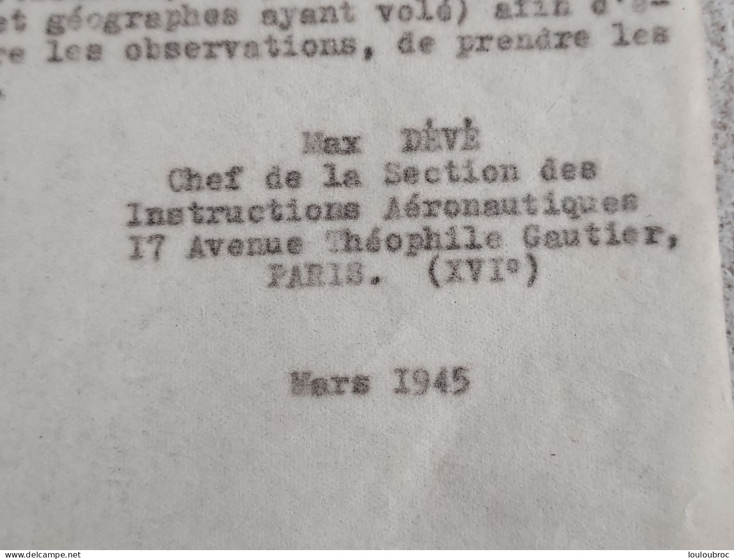 GEOGRAPHIE ET AVIATION PRESENTE PAR MAX DEVE  1945 CONGRES NATIONAL AVIATION FRANCAISE 8 PAGES - Flugzeuge