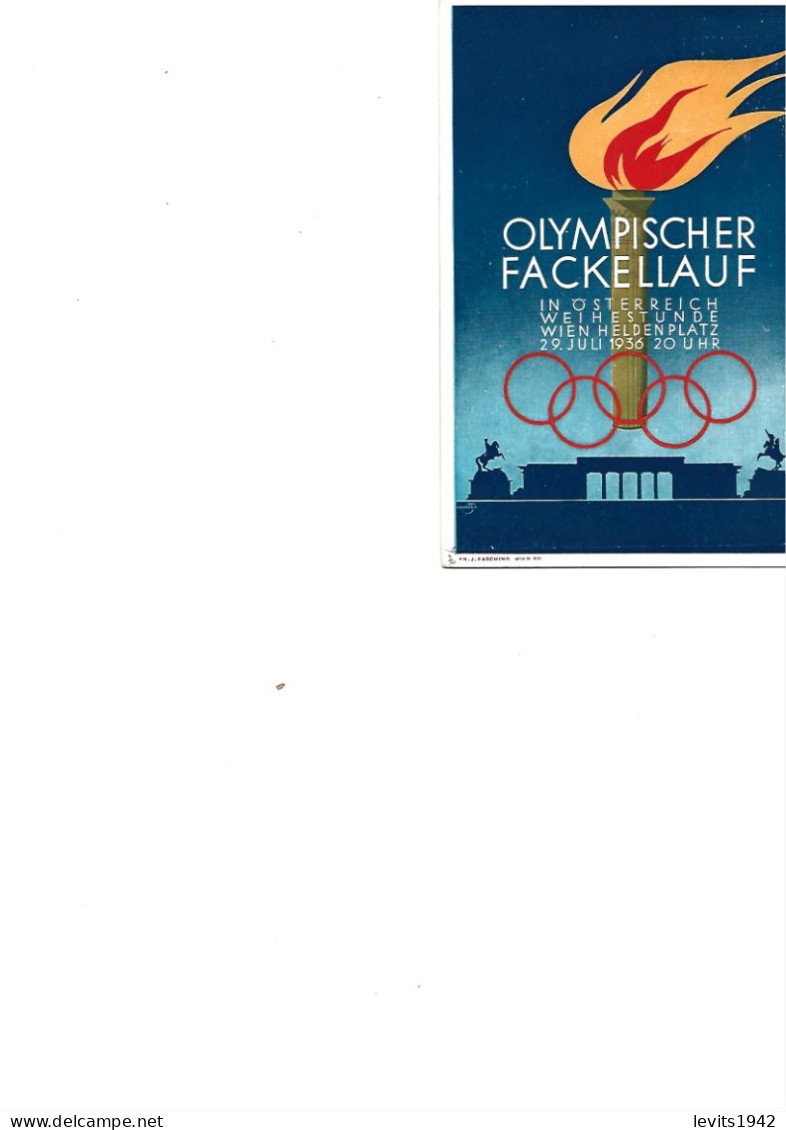 FLAMME OLYMPIQUE - JEUX OLYMPIQUES 1936 -  MARQUE POSTALE - PASSAGE  DE LA FLAMME - VIENNE  - - Zomer 1936: Berlijn