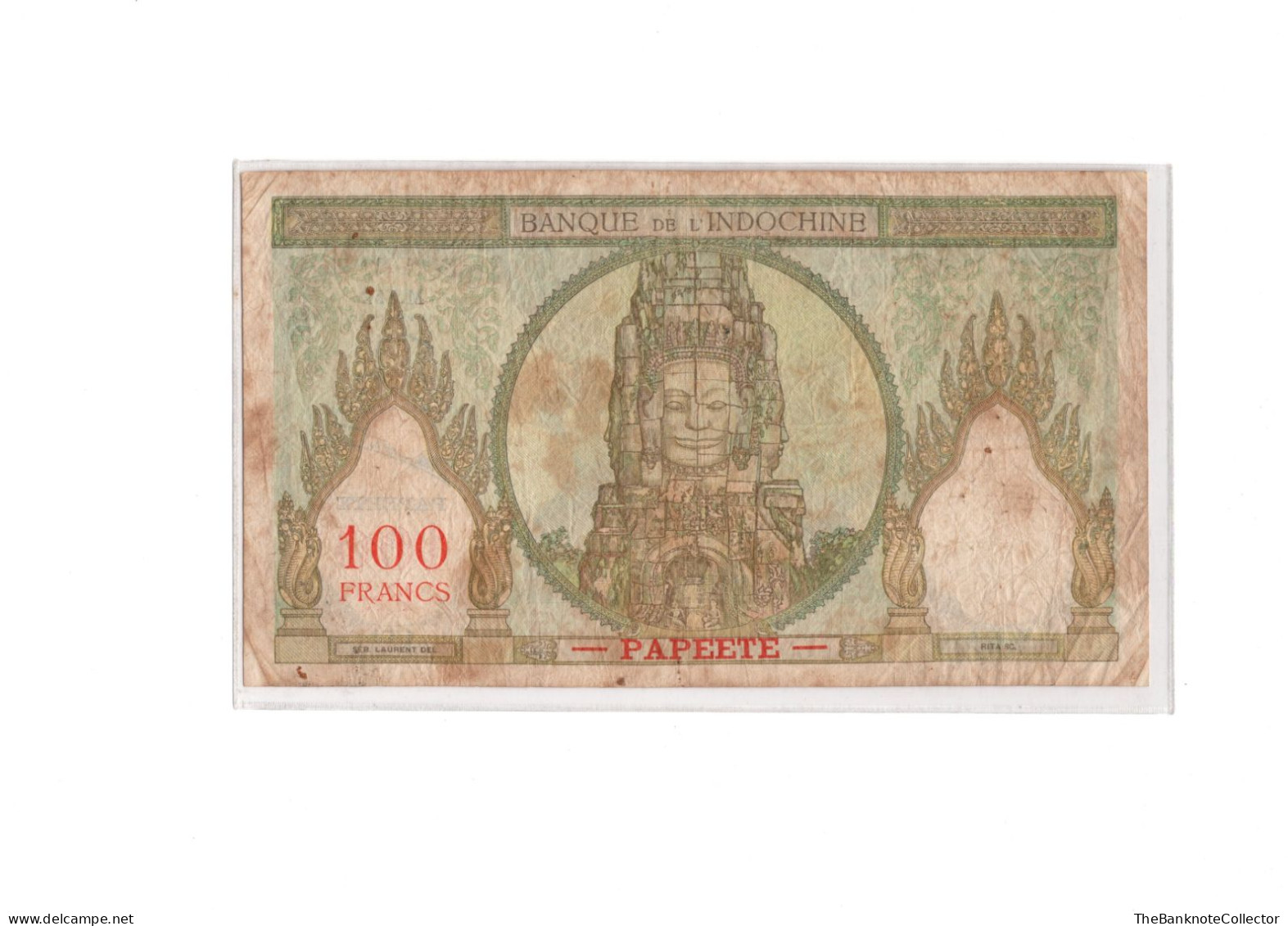 French Indochina Tahiti 100 Francs ND 1939 -1965 P-14 VF Foxing Multiple Pinholes - Other - Asia