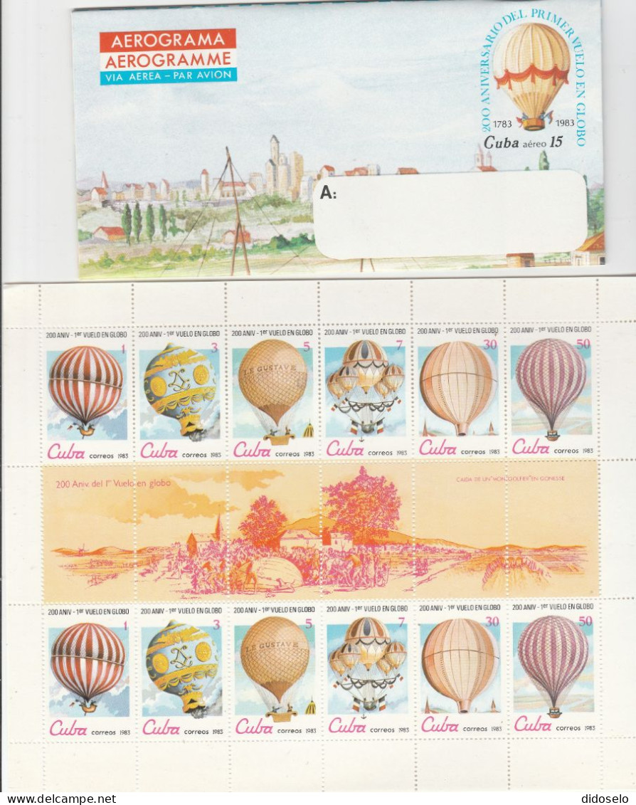 Cuba - 1983 - Balloon M/S + Aerogramme - MNH(**) - Mongolfiere