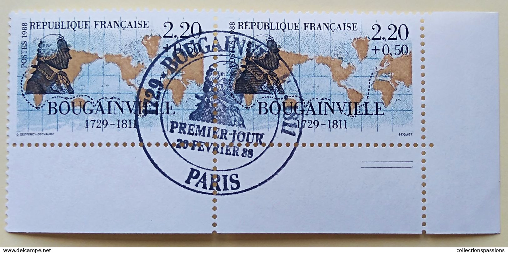 - N° 2521. Paire En Coin De Feuille. Bougainville. Oblitéré Premier Jour - - Used Stamps