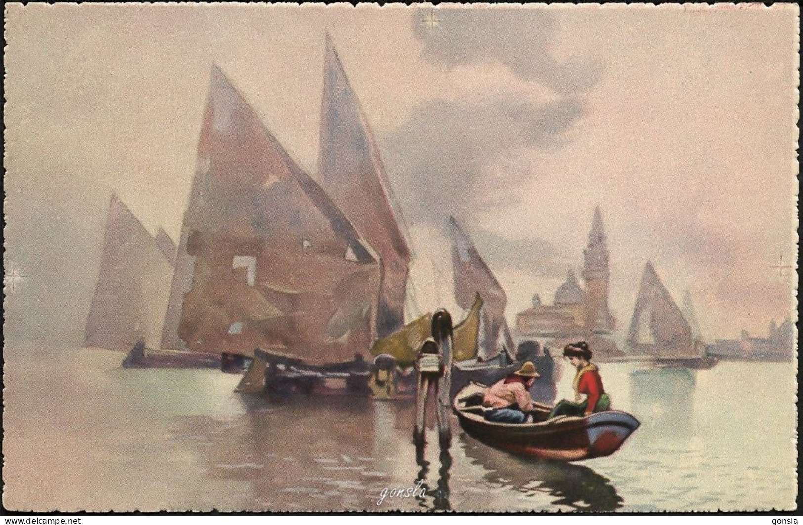 VENEZIA 1920 "Bragozzi" Gondole Et Voiliers - Pittura & Quadri
