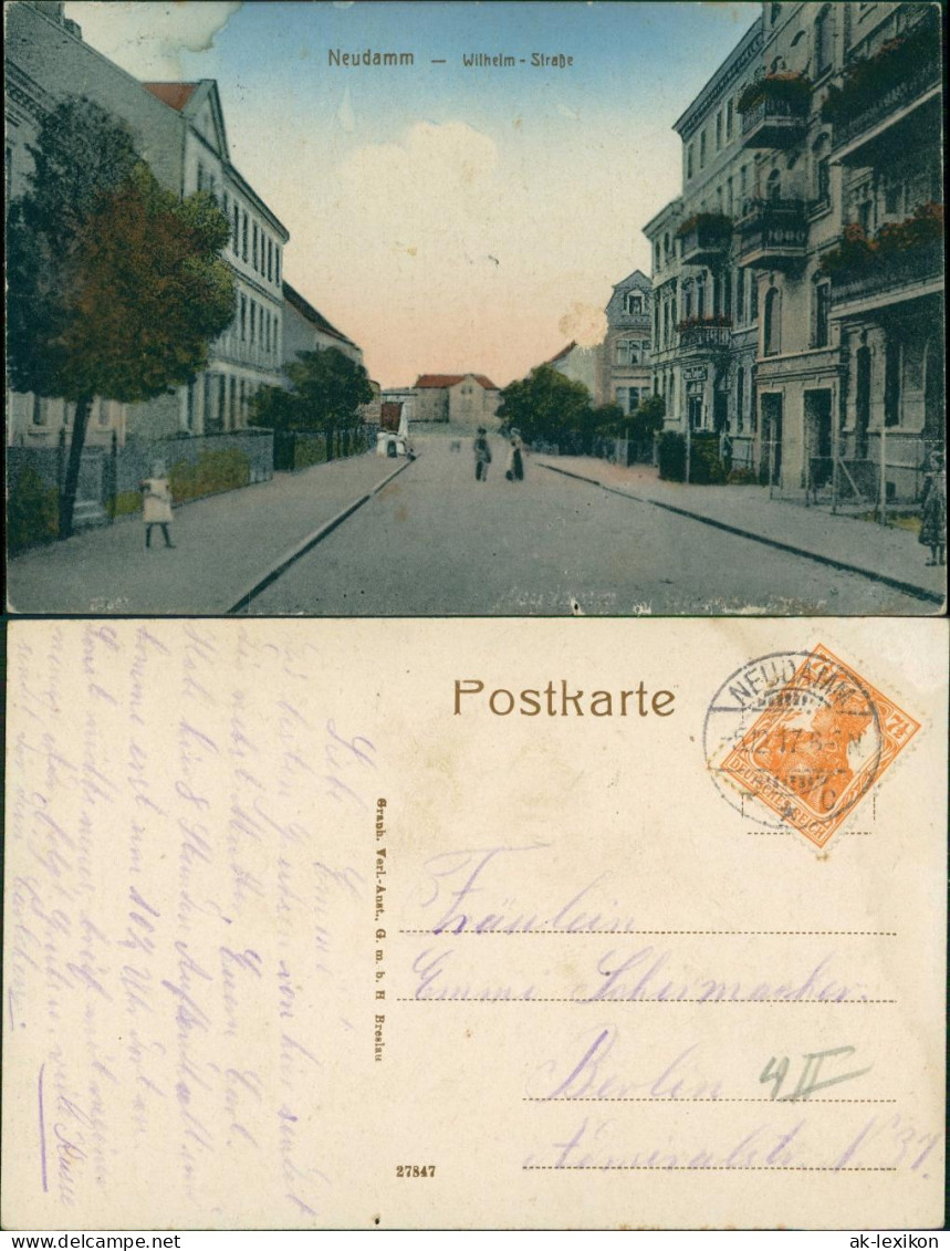 Postcard Neudamm (Neumark) Dębno Wilhelmstraße Myśliborski (Kreis Soldin)  1917 - Pommern