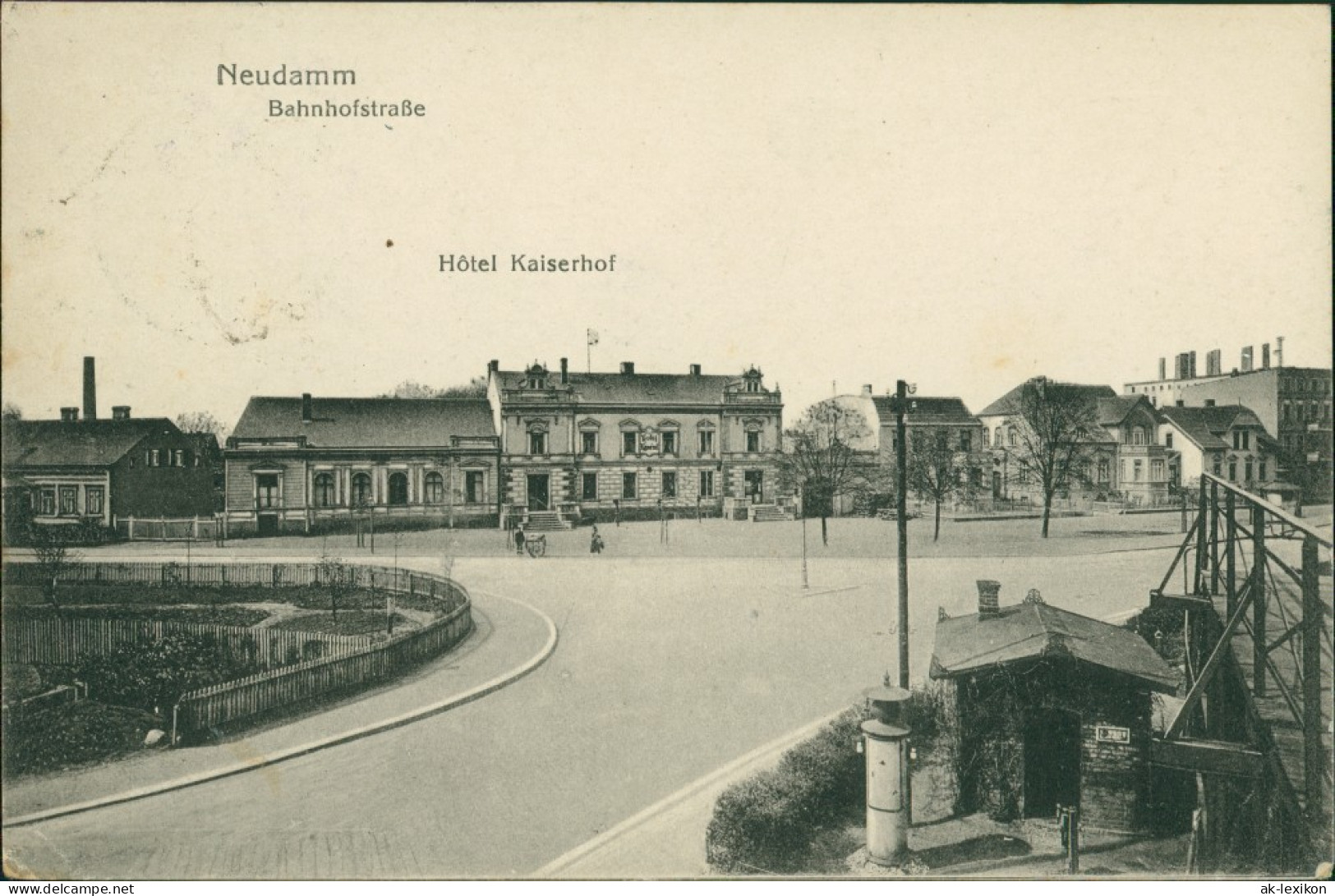 Postcard Neudamm (Neumark) Dębno Bahnhofstraße Myśliborski (Kreis Soldin)  1918 - Pommern