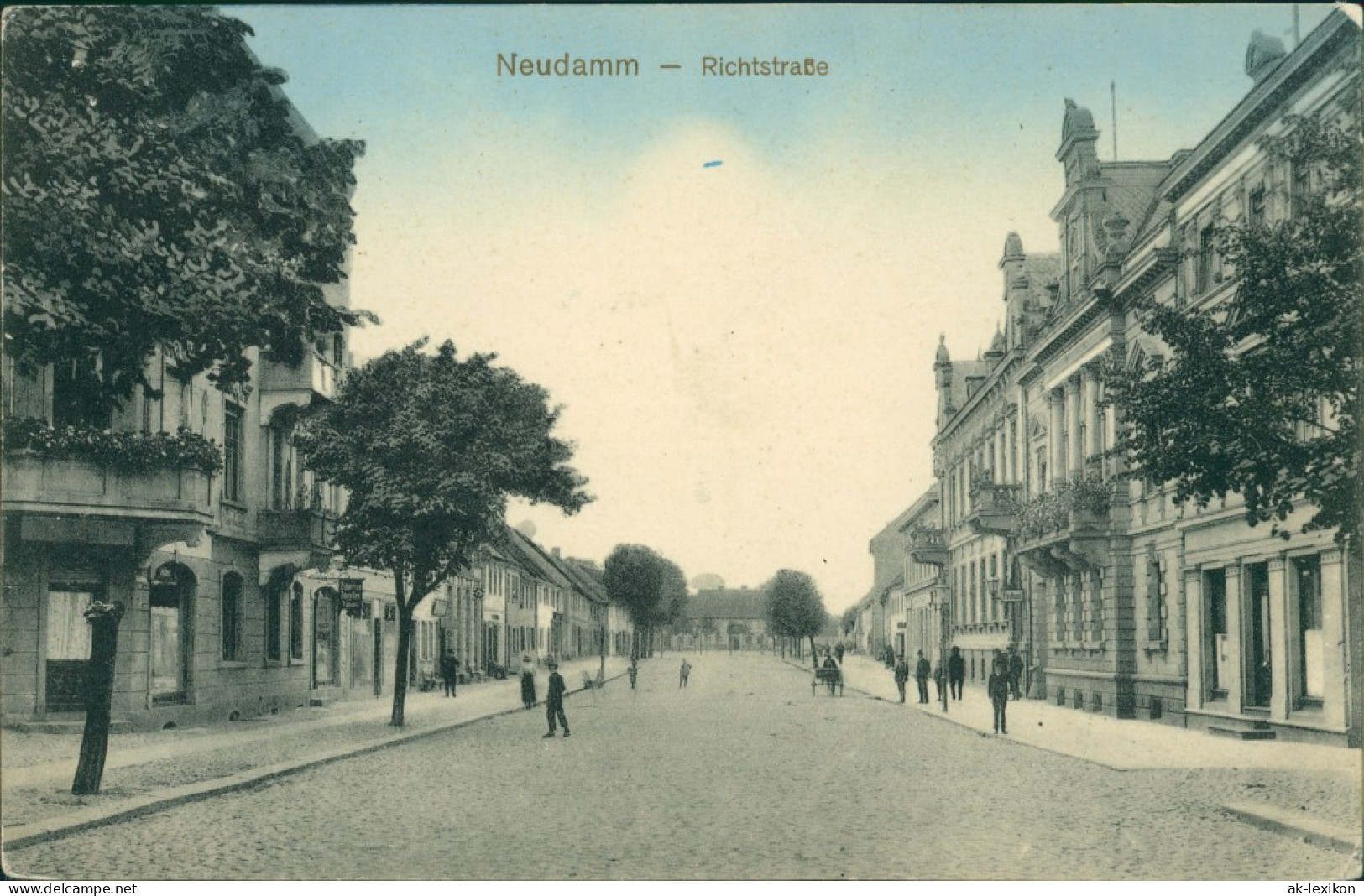 Postcard Neudamm (Neumark) Dębno Richtstraße Myśliborski (Kreis Soldin) 1918 - Pommern