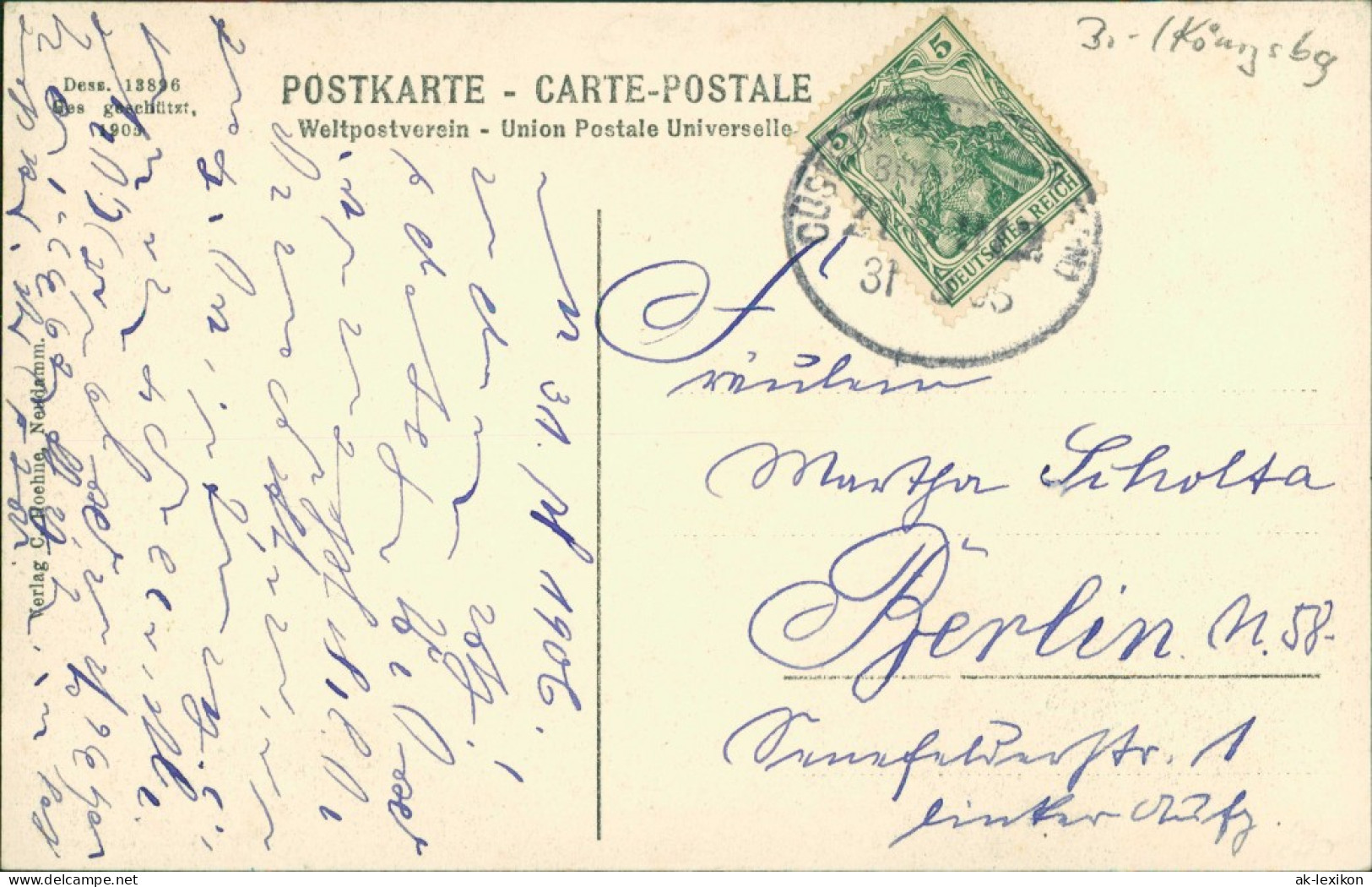 Postcard Neudamm (Neumark) Dębno Soldiner Straße Myśliborski (Kr Soldin)  1911 - Pommern