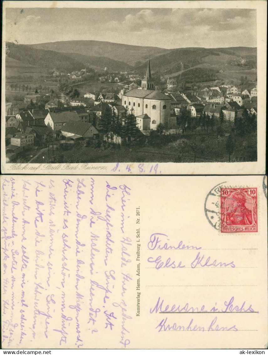 Postcard Bad Reinerz Duszniki-Zdrój Blick Auf Die Stadt 1920  - Schlesien