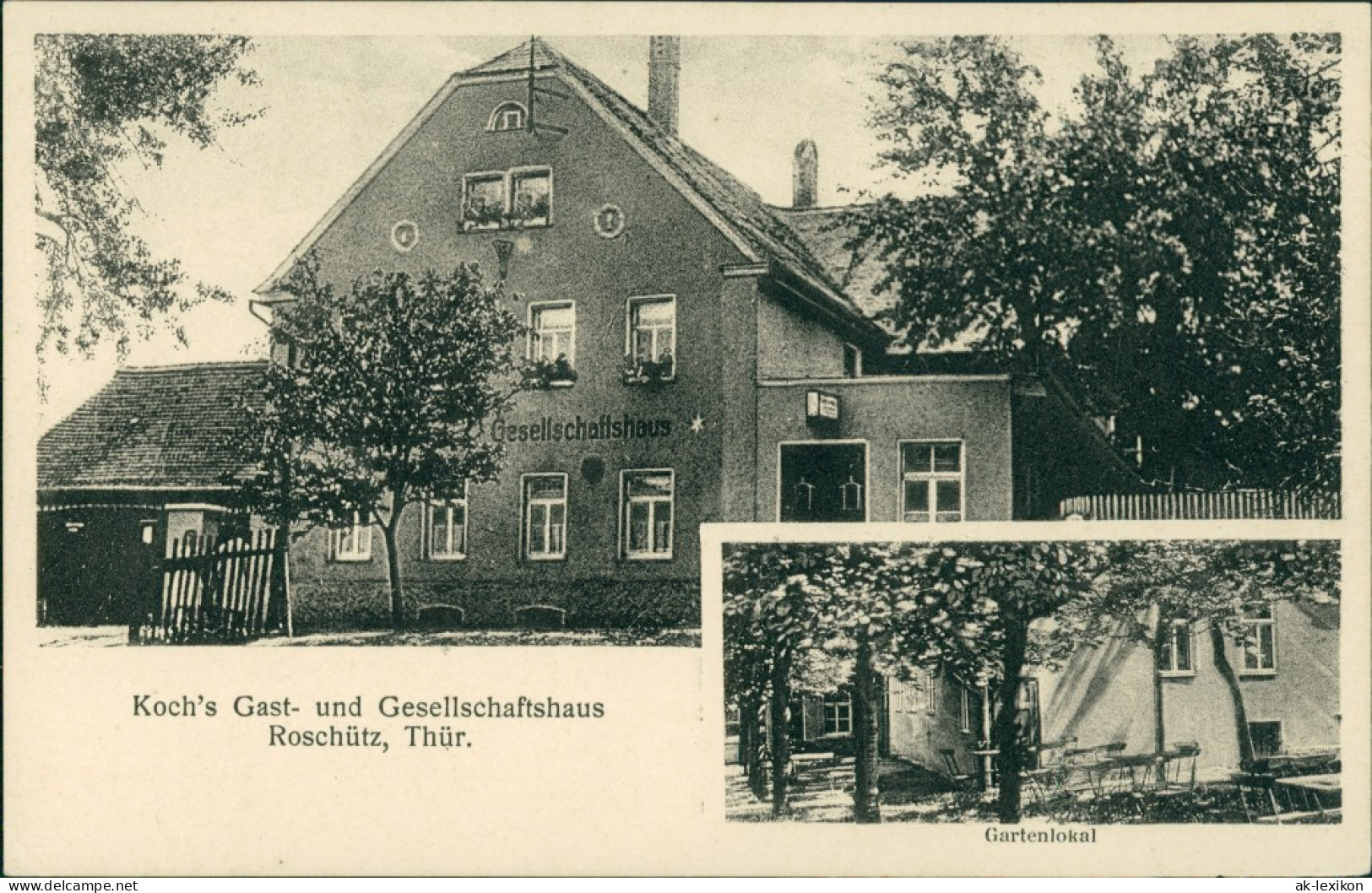 Ansichtskarte Roschütz-Gera 2 Bild: Kochs Gasthaus 1922  - Gera