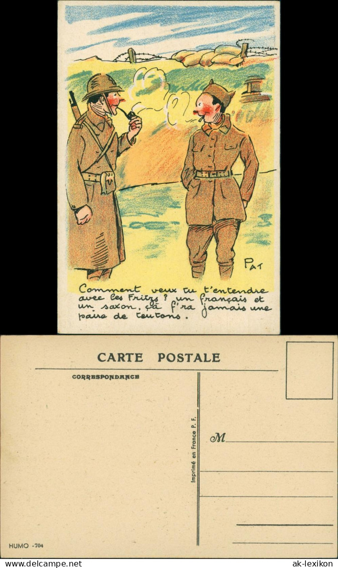 Ansichtskarte  Rauchende Soldaten - Scherzkarte Frankreich Francaise 1955  - Humour