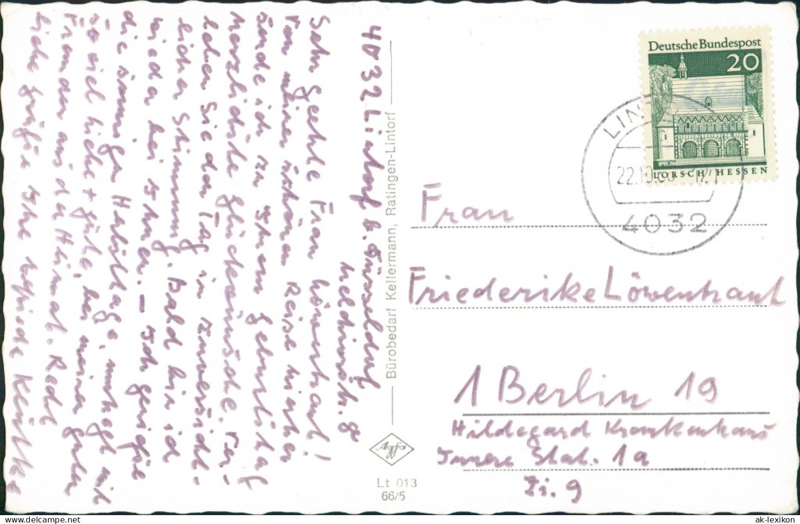 Lintorf-Ratingen Mühle, Markt, Ehrenmal, Kinderheim Ev. Kirche 1966 Stempel - Ratingen