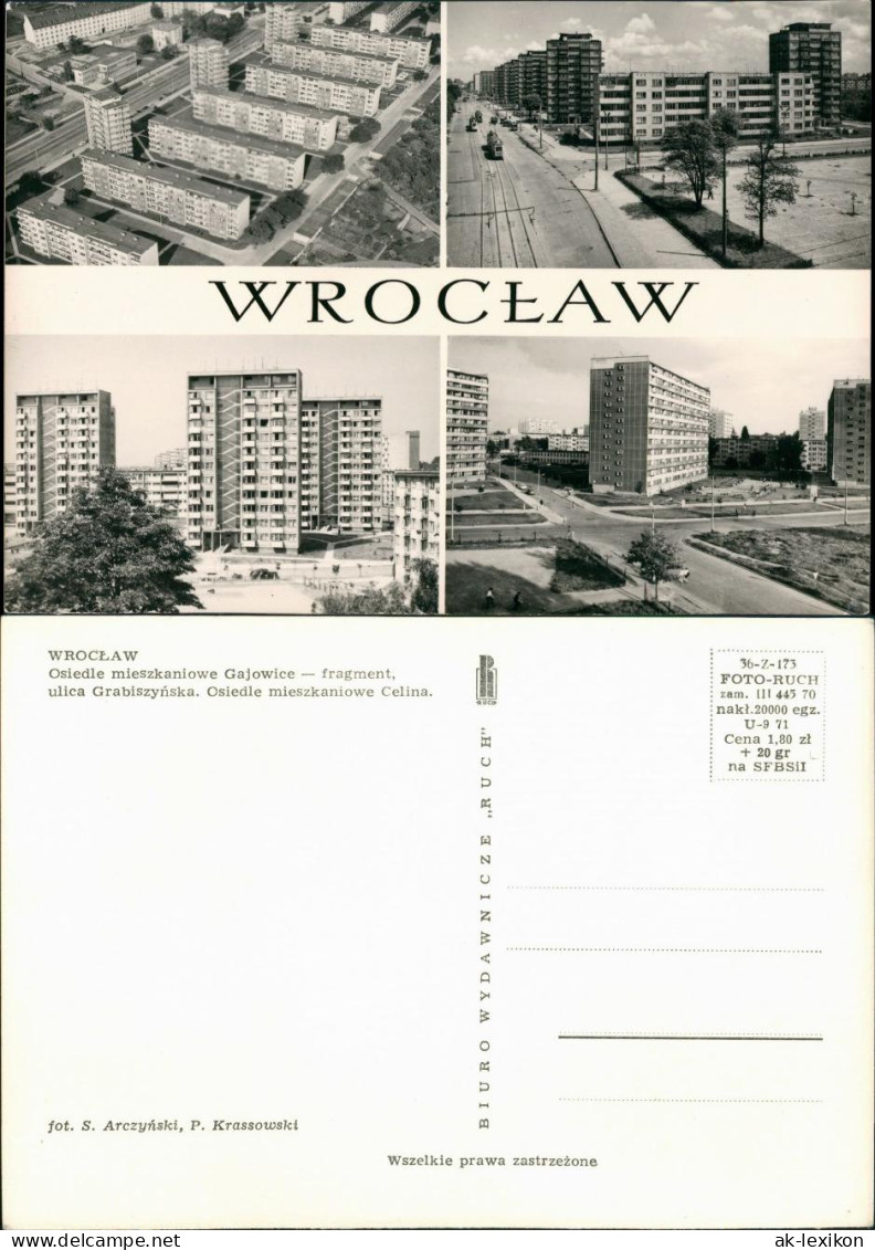 Postcard Breslau Wrocław Wohnviertel Mit Neubauhäusern 1971 - Schlesien