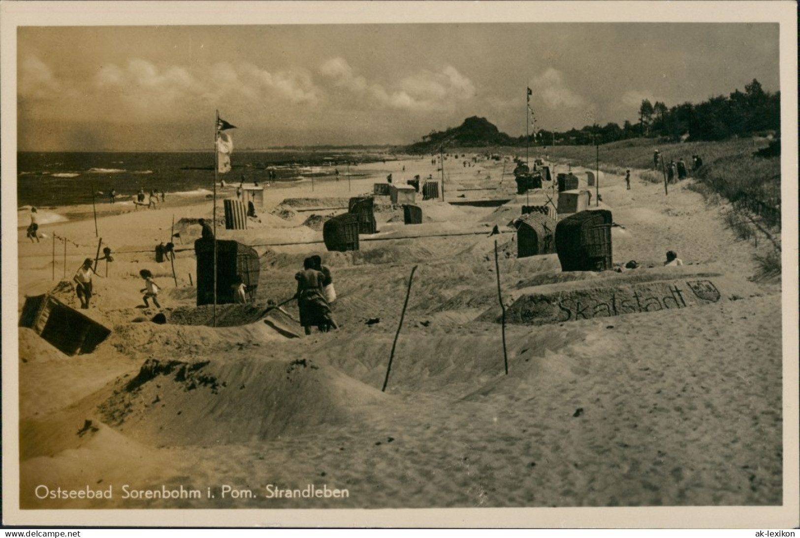 Postcard Sorenbohm Sarbinowo (Mielno) Strandpartie - Strandkörbe 1936 - Pommern