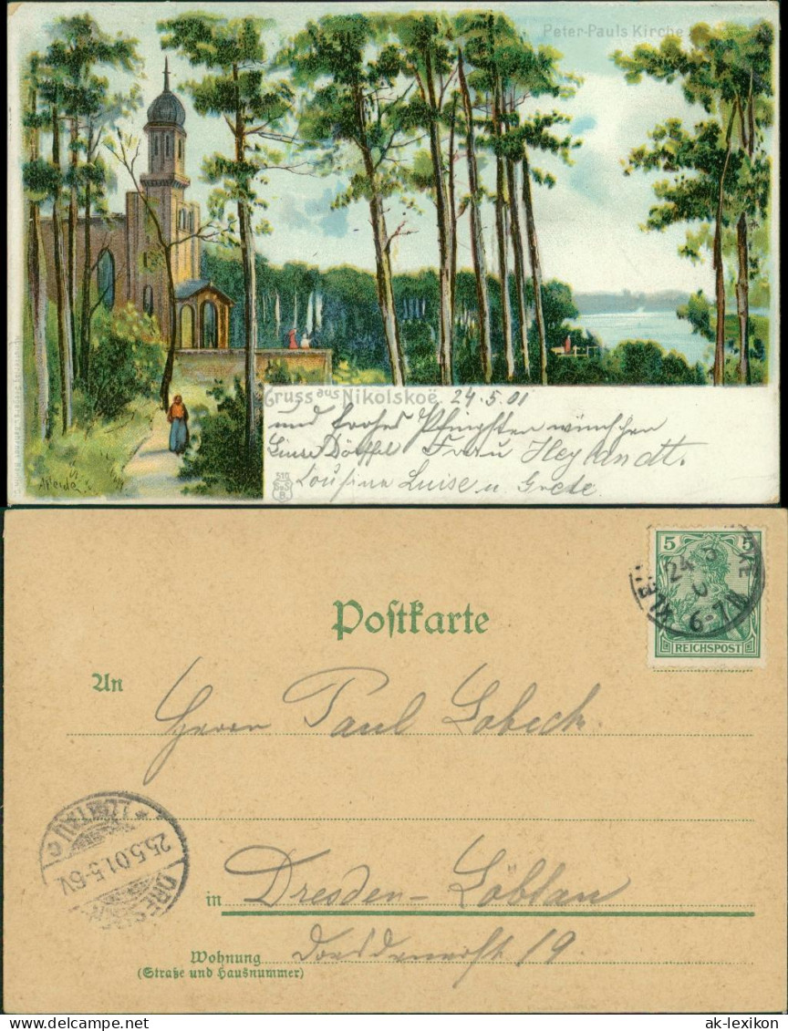 Ansichtskarte Wannsee-Berlin Nikolskoe - Künstlerkarte 1901 - Wannsee