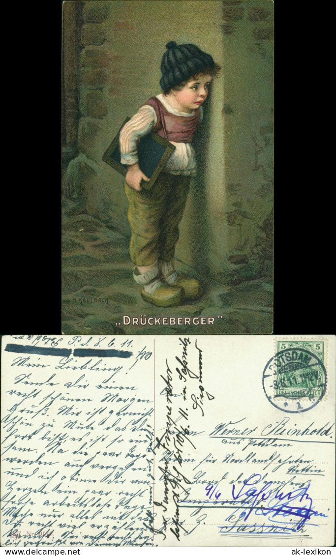 Ansichtskarte  Kinder Künstlerkarten Drückeberger H. Kaulbach 1911 - Portraits