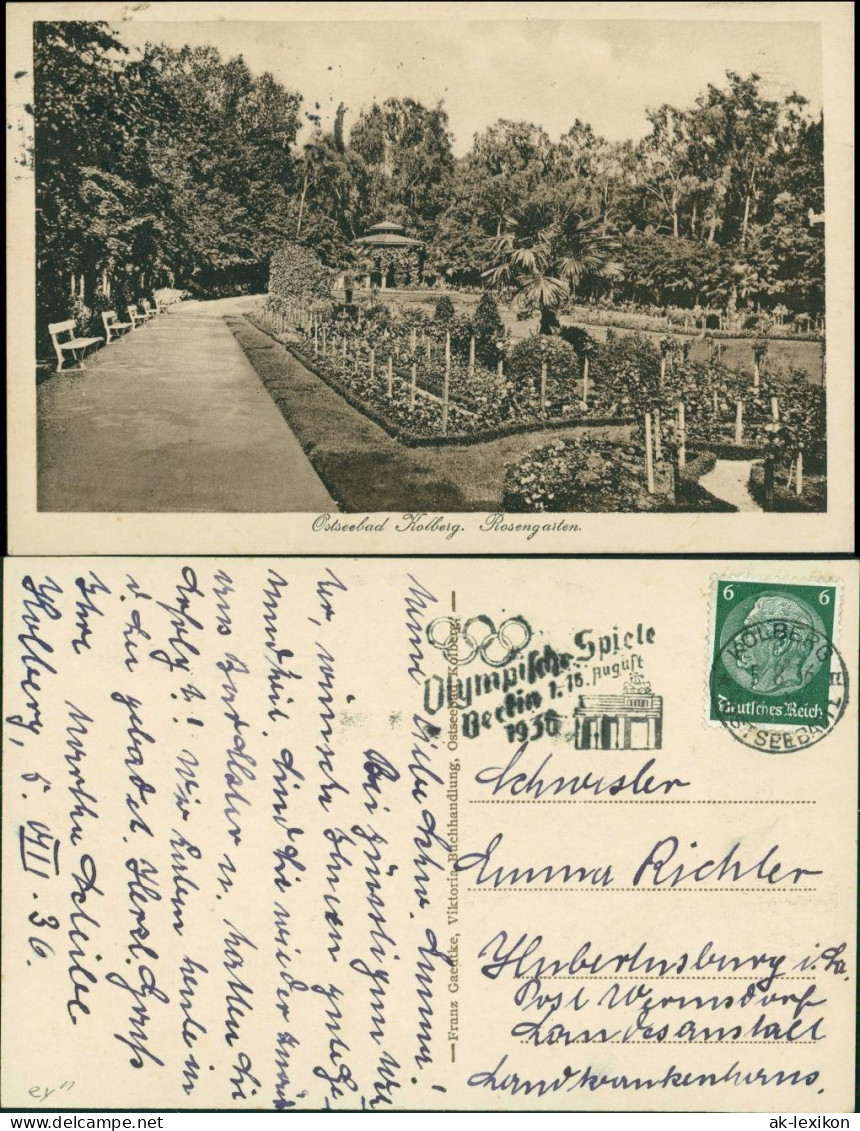 Postcard Kolberg Kołobrzeg Partie Im Rosengarten 1922 - Pommern