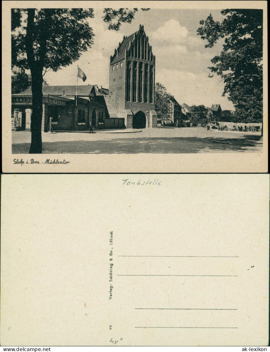 Postcard Stolp S&#322;upsk Kiosk - Straßenpartie Am Mühlentor 1932 - Pommern