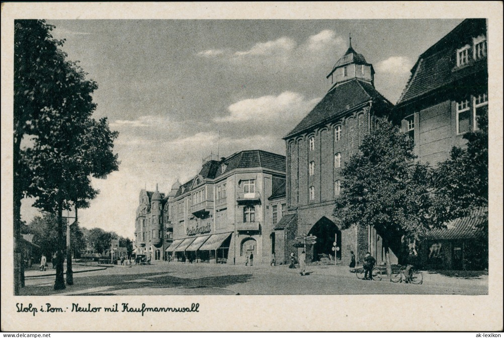 Postcard Stolp S&#322;upsk Straßenpartie - Kaufmannswall 1934 - Pommern