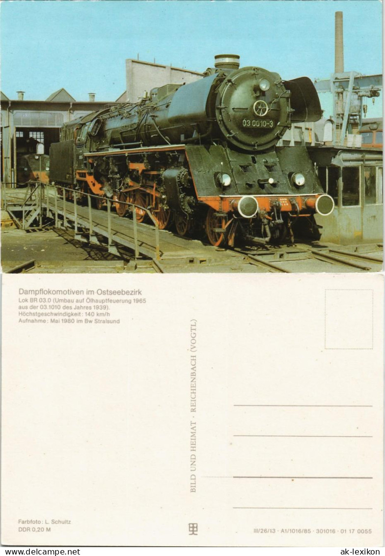 Stralsund Dampflokomotive Im Ostseebezirk, Lok BR 03.0 Ölhauptfeuerung   1985 - Stralsund