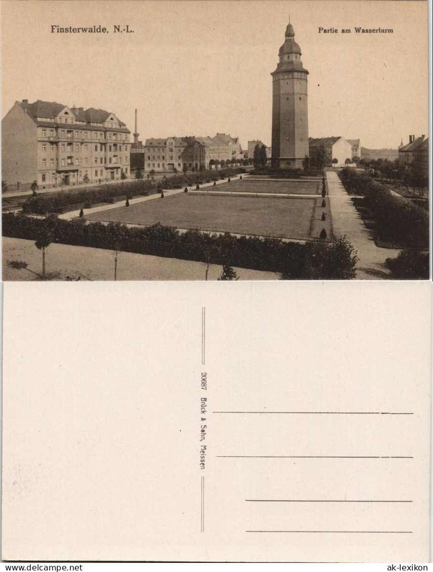 Ansichtskarte Finsterwalde Grabin Wasserturm, Häuser, Straße 1917 - Finsterwalde