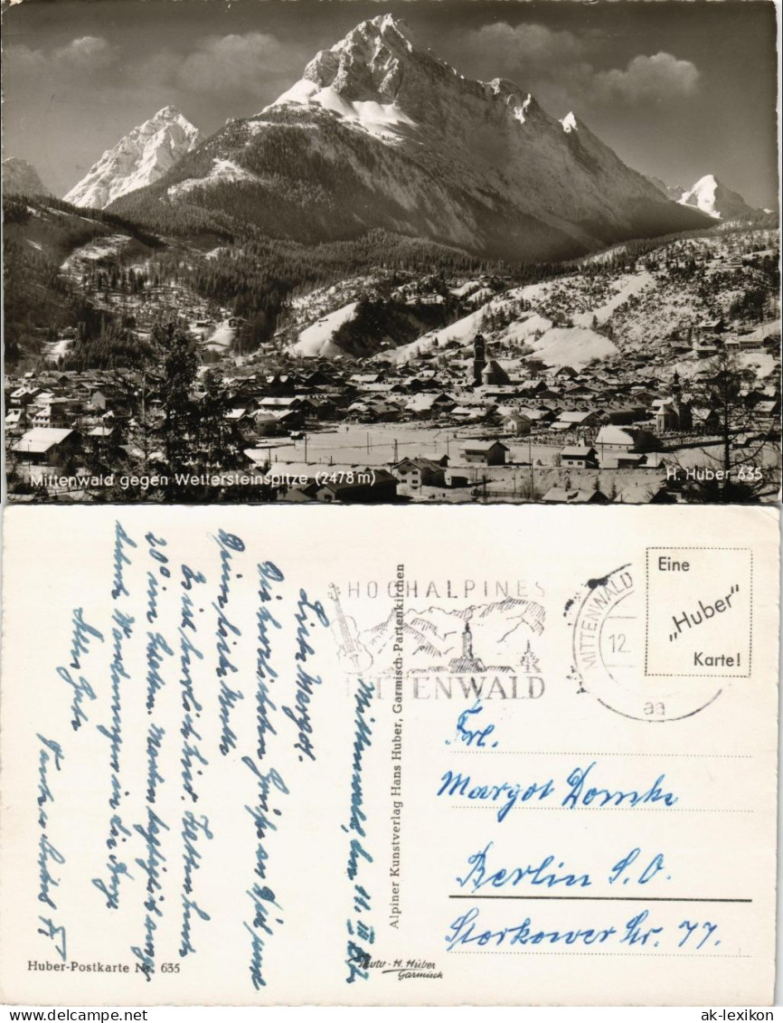 Ansichtskarte Mittenwald Mittenwald Gegen Wettersteinspitze (2478m) 1952 - Mittenwald