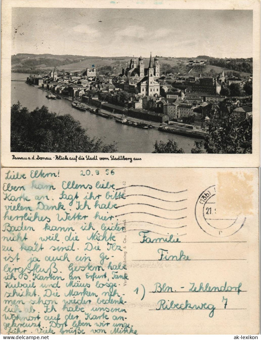 Ansichtskarte Passau Panorama-Ansicht Blick Auf Stadt Vom Stadtberg Aus 1956 - Passau