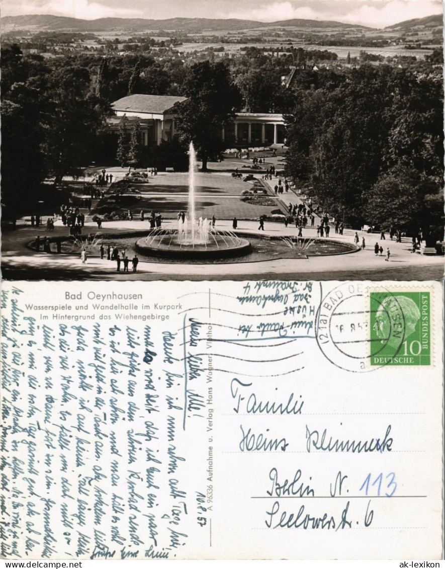 Bad Oeynhausen Kurpark, Wasserspiele, Wandelhalle, Wiehengebirge 1957 - Bad Oeynhausen