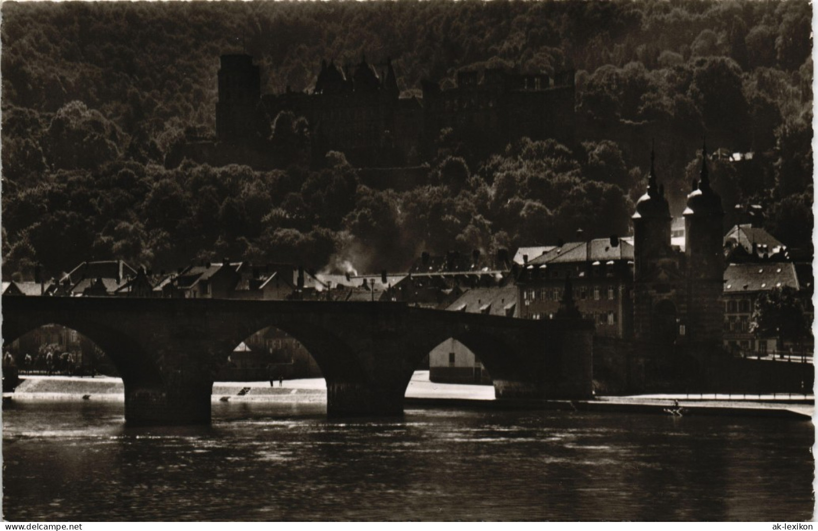 Ansichtskarte Heidelberg Morgensonne über Brücke U. Schloß 1960 - Heidelberg