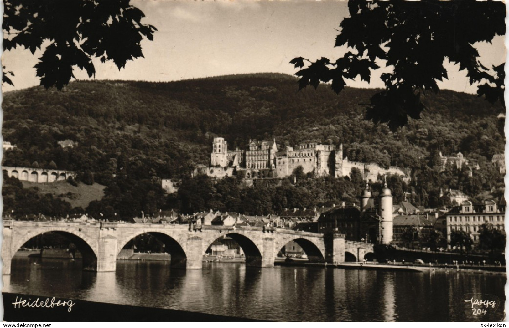 Heidelberg Panorama-Ansicht Neckar Brücke Fernblick Schloss 1963 - Heidelberg