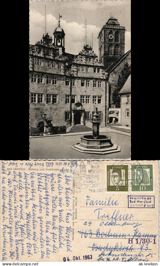 Ansichtskarte Bad Hersfeld Rathaus Und Stadt-Kirche 1963/1960 - Bad Hersfeld