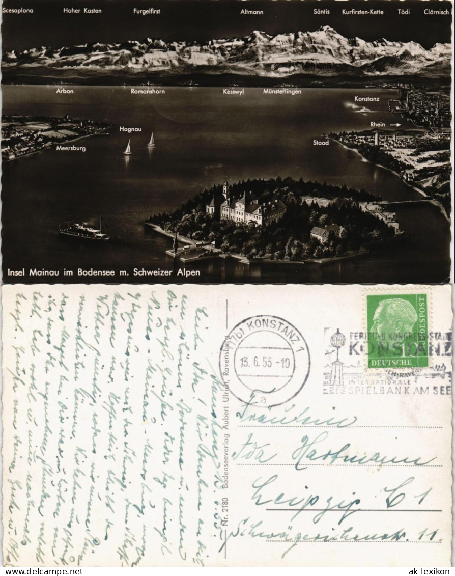 Konstanz Insel Mainau & Bodensee Region Aus D. Vogelschau-Perspektive 1955 - Konstanz