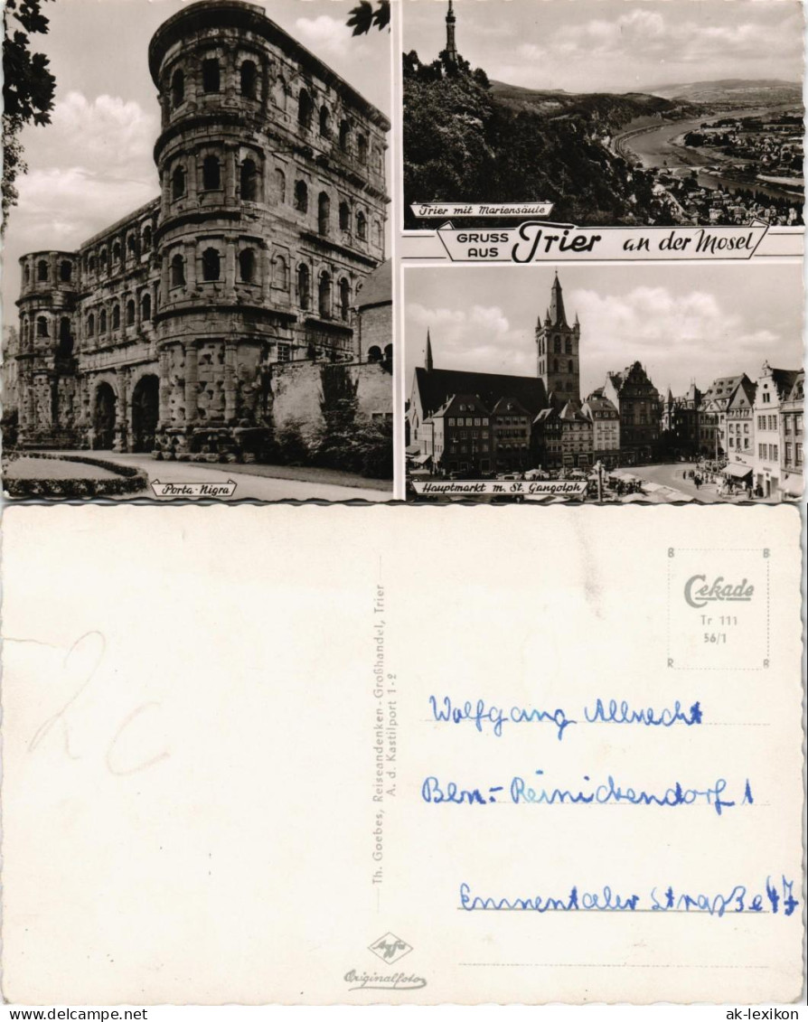 Ansichtskarte Trier Mehrbild-AK 3 Foto-Ansichten Ua. Porta Nigra 1956/0000 - Trier