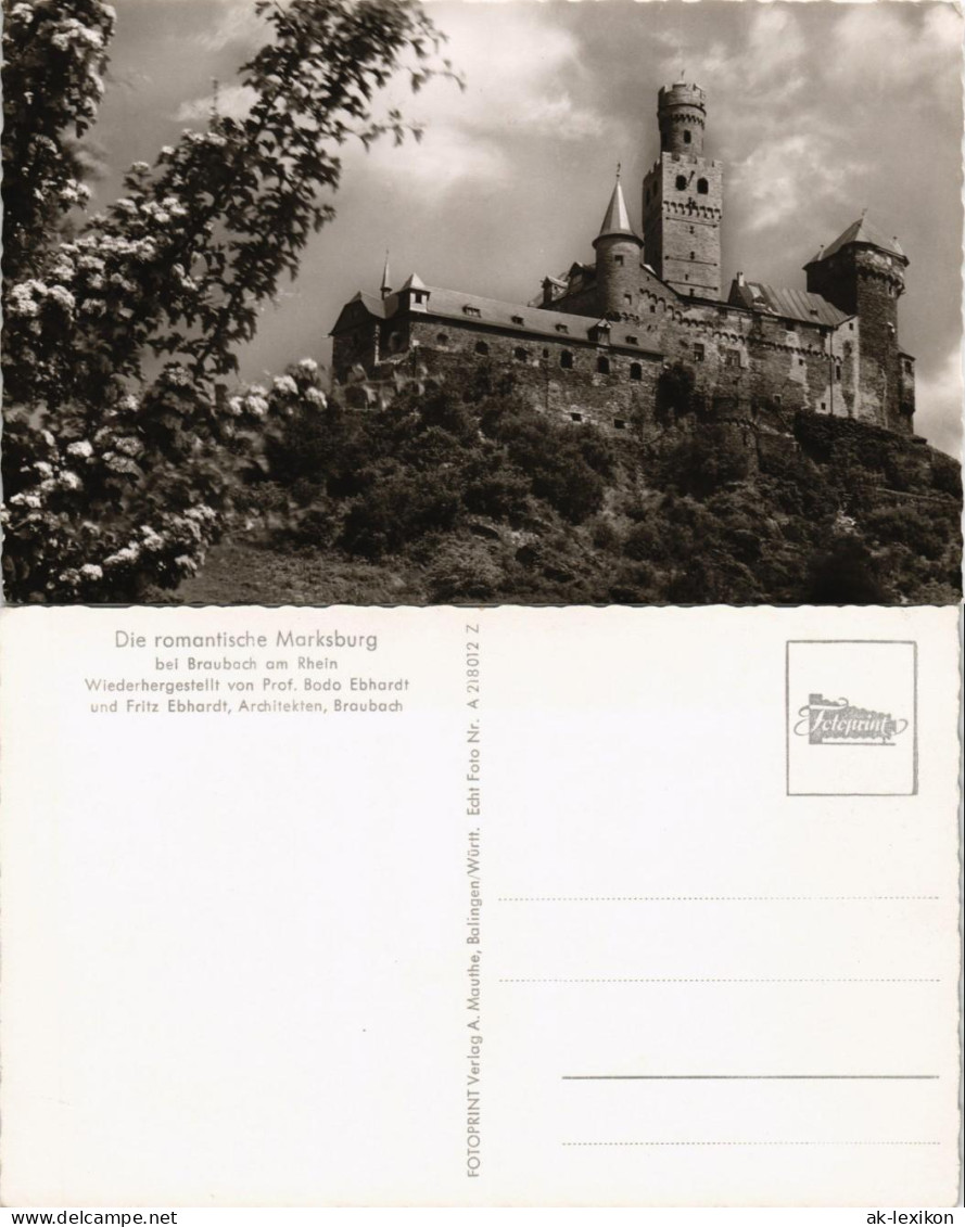 Ansichtskarte Braubach Marksburg Gesamtansicht Castle View 1960 - Braubach