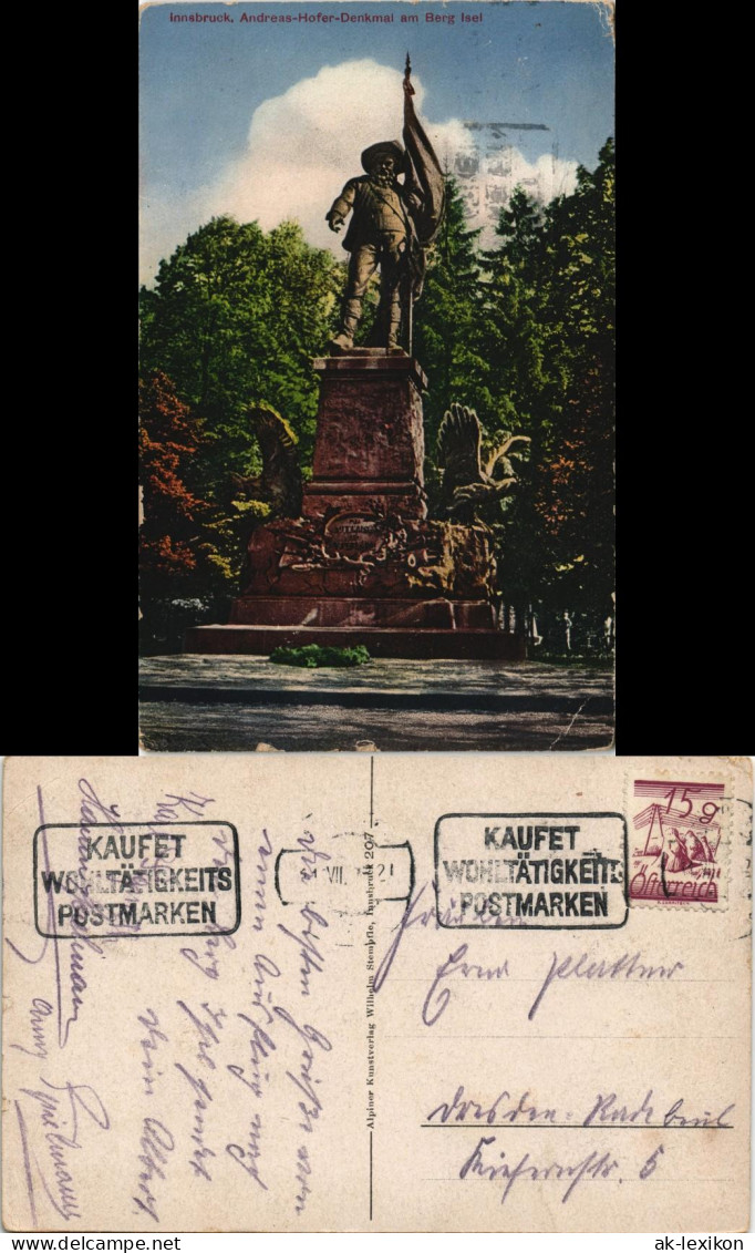 Ansichtskarte Innsbruck Andreas Hofer Denkmal Am Berg Isel Color Ansicht 1925 - Innsbruck
